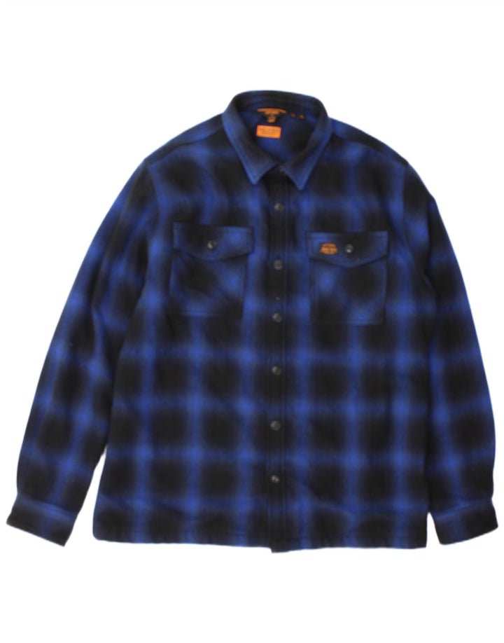 Superdry Mens Lumberjack Flannel Shirt XL Navy Blue Check Polyester