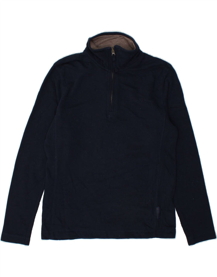MOUNTAIN WAREHOUSE Mens Zip Neck Sweatshirt Jumper Small Navy Blue Cotton Vintage Mountain Warehouse and Second-Hand Mountain Warehouse from Messina Hembry 