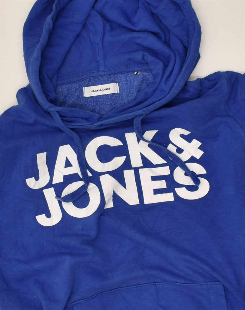 JACK & JONES Mens Graphic Hoodie Jumper Medium Blue Cotton | Vintage Jack & Jones | Thrift | Second-Hand Jack & Jones | Used Clothing | Messina Hembry 