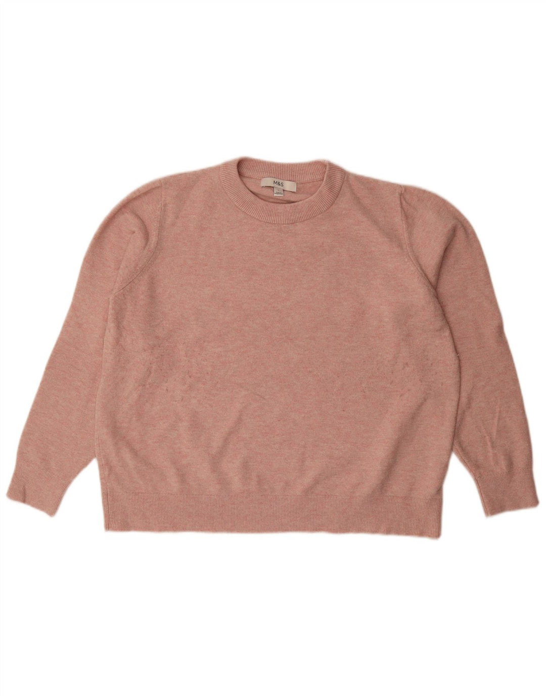 Marks & Spencer Womens Oversized Crew Neck Jumper Sweater UK 16 Large Pink