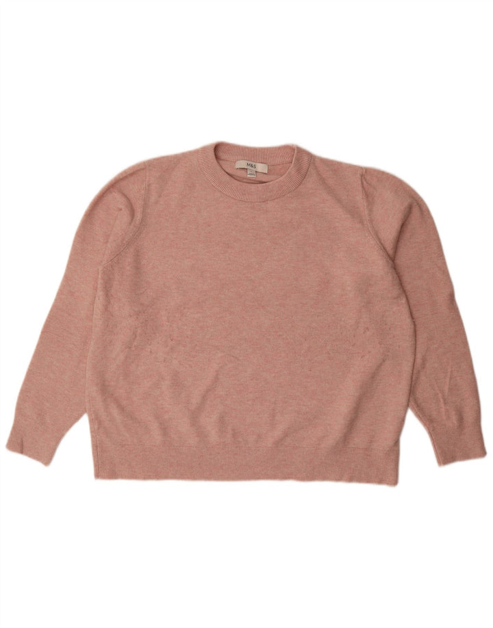 Marks & Spencer Womens Oversized Crew Neck Jumper Sweater UK 16 Large Pink