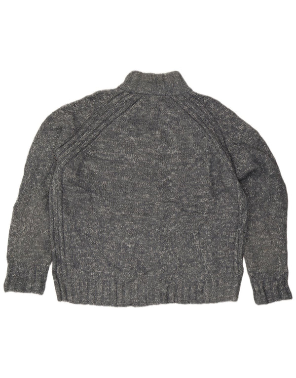 Marks & Spencer Mens Blue Harbour Zip Neck Jumper Sweater XL Grey Flecked