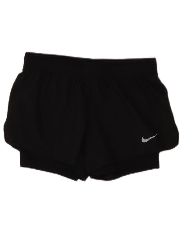 NIKE Womens Dri Fit Sport Shorts UK 10 Small  Black Polyester