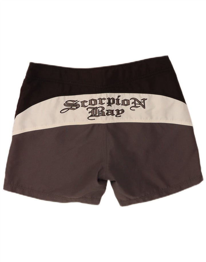 Scorpion Bay Mens Graphic Swimming Shorts Large  Grey Colourblock Polyester