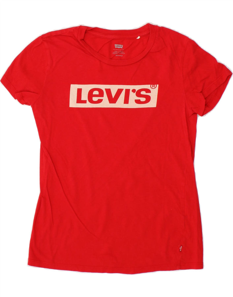 LEVI'S Womens Graphic T-Shirt Top UK 6 XS Red Vintage Levi's and Second-Hand Levi's from Messina Hembry 