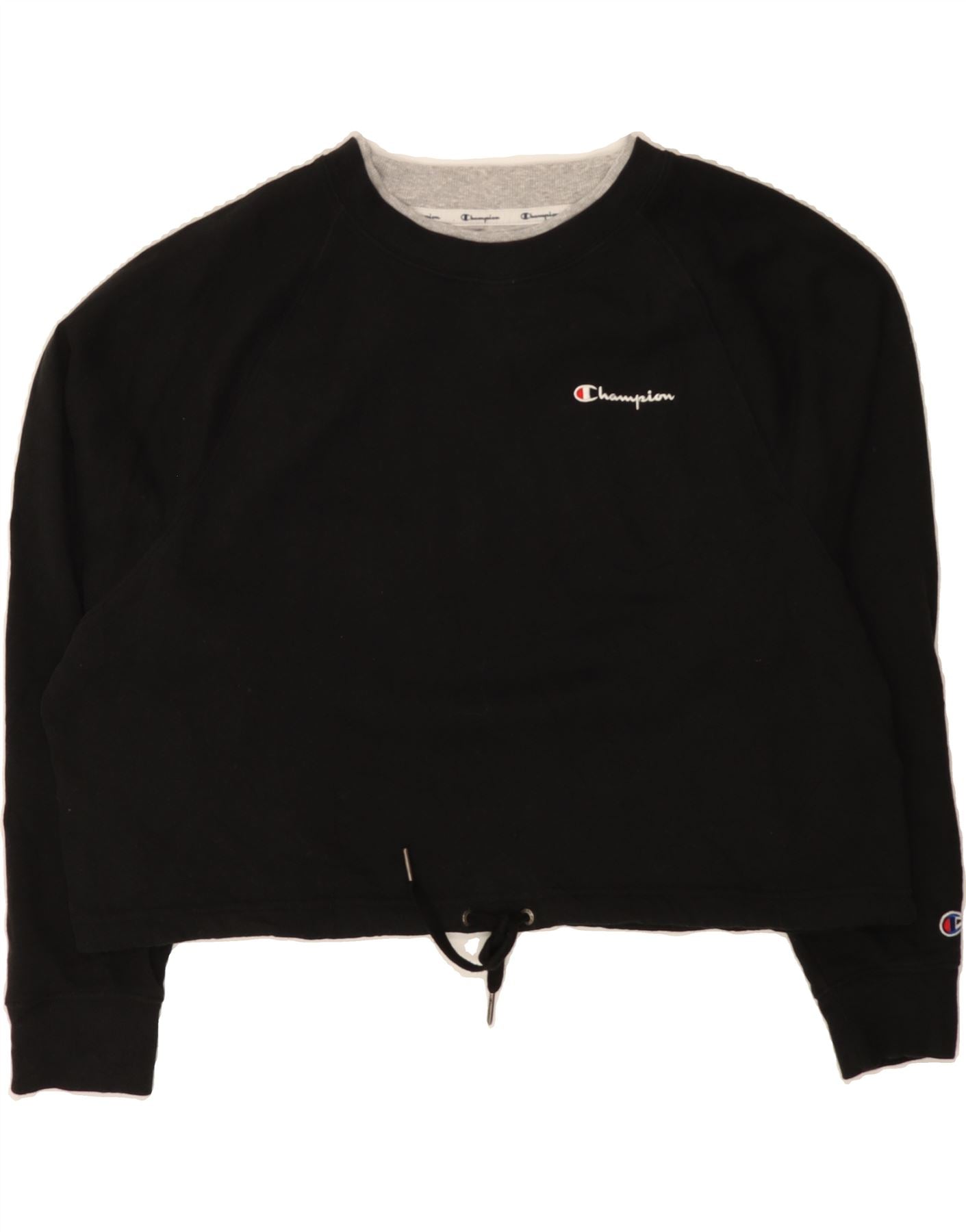 CHAMPION Womens Oversized Crop Sweatshirt Jumper UK 18 XL Black