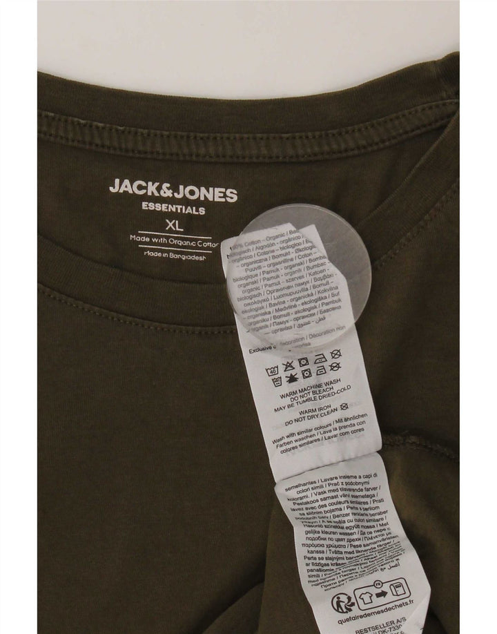 Jack & Jones Mens T-Shirt Top XL Khaki Cotton