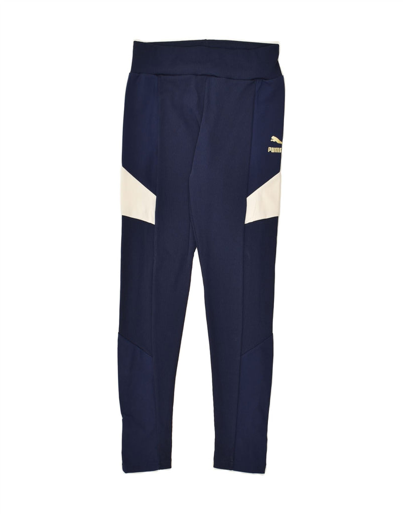 PUMA Womens Tracksuit Trousers UK 10 Small Navy Blue Polyester | Vintage Puma | Thrift | Second-Hand Puma | Used Clothing | Messina Hembry 