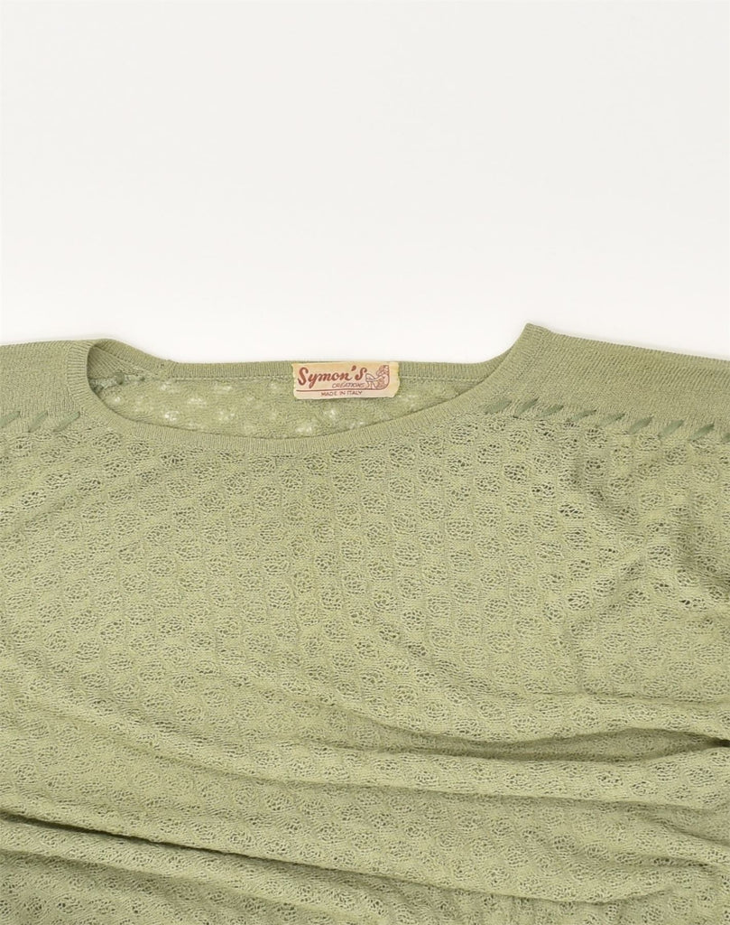 VINTAGE Womens 1/2 Sleeve Knit Blouse Top UK 20 2XL Green Acrylic | Vintage Vintage | Thrift | Second-Hand Vintage | Used Clothing | Messina Hembry 