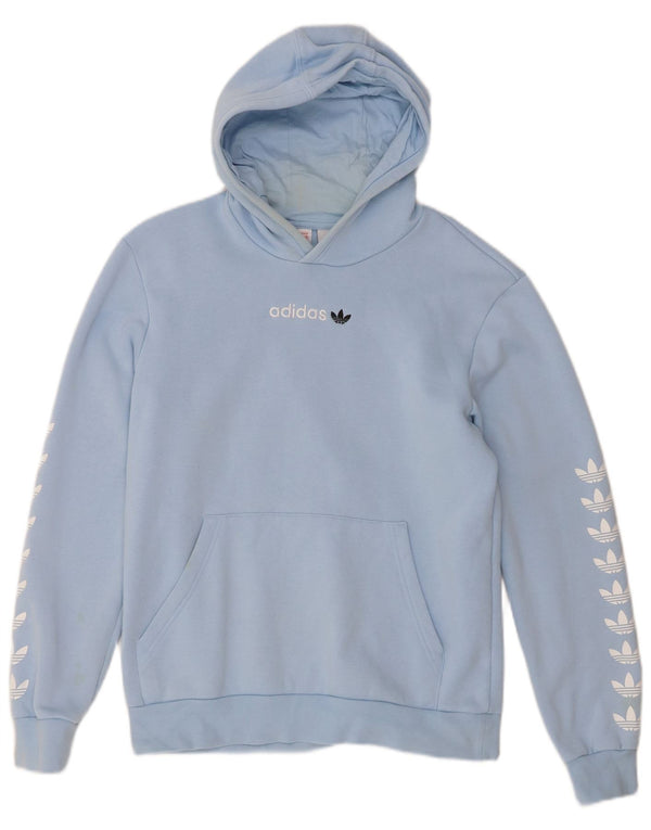 Adidas Boys Graphic Hoodie Jumper 15-16 Years Blue Cotton