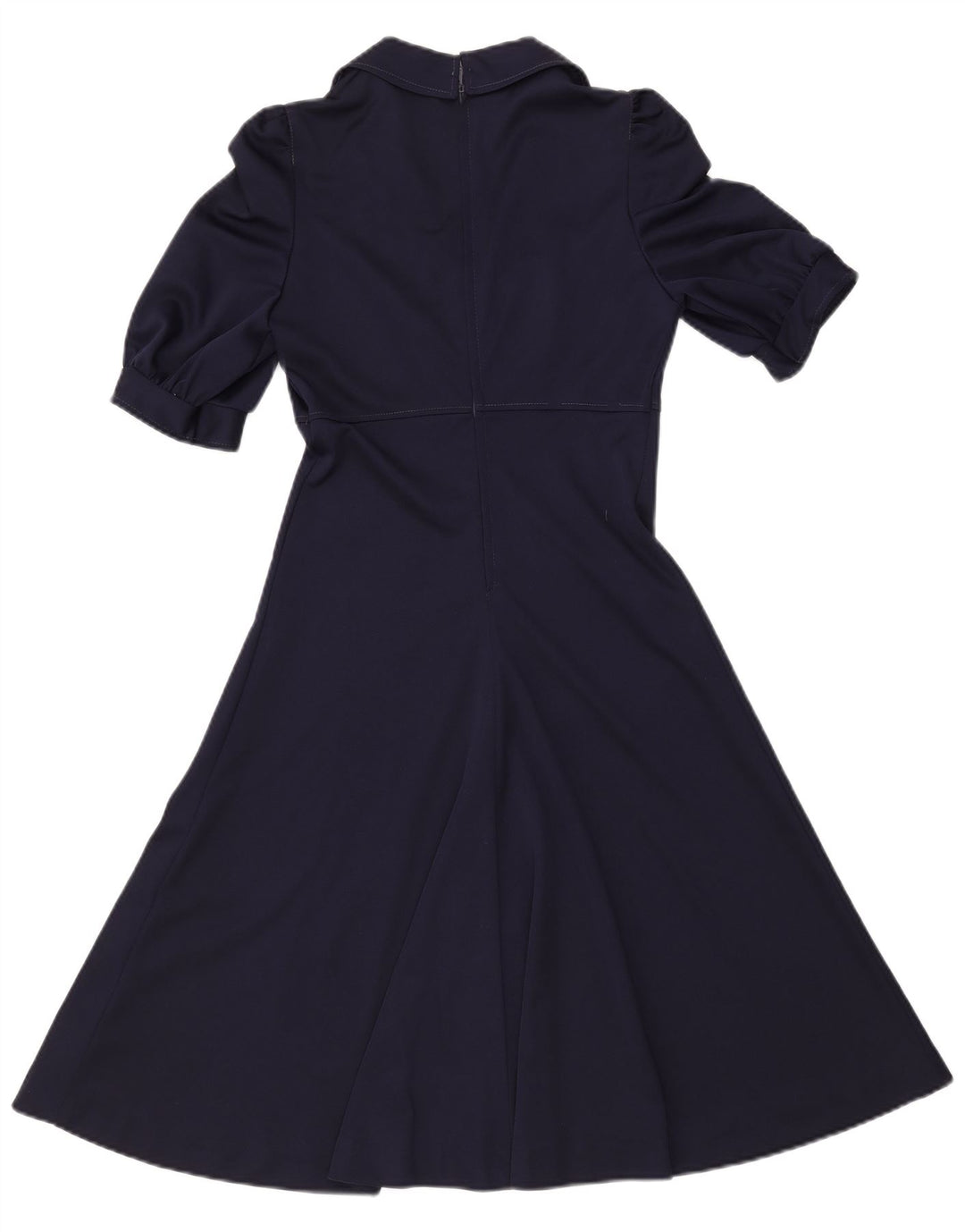 VINTAGE Womens A-Line Dress UK 8 Small Navy Blue Polyester
