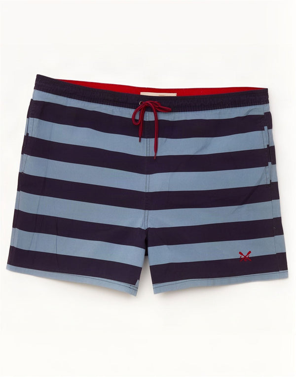 Crew Clothing Mens Swimming Shorts Large Navy Blue Striped Polyester