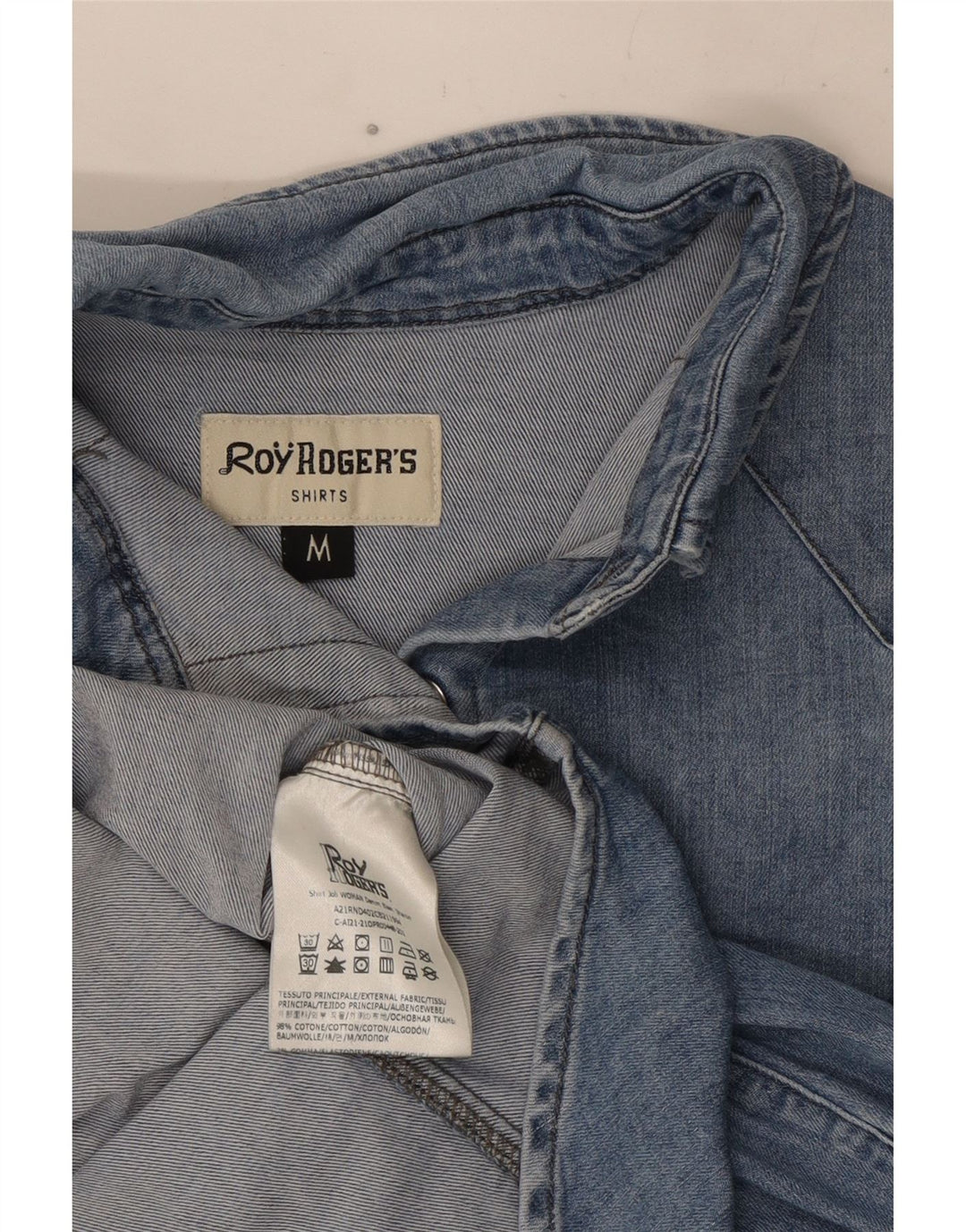 Roy Rogers Womens Denim Shirt UK 12 Medium Blue Cotton