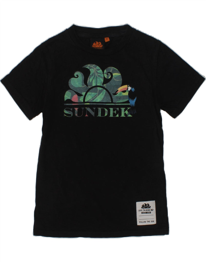 SUNDEK Boys Graphic T-Shirt Top 5-6 Years Black Cotton | Vintage Sundek | Thrift | Second-Hand Sundek | Used Clothing | Messina Hembry 