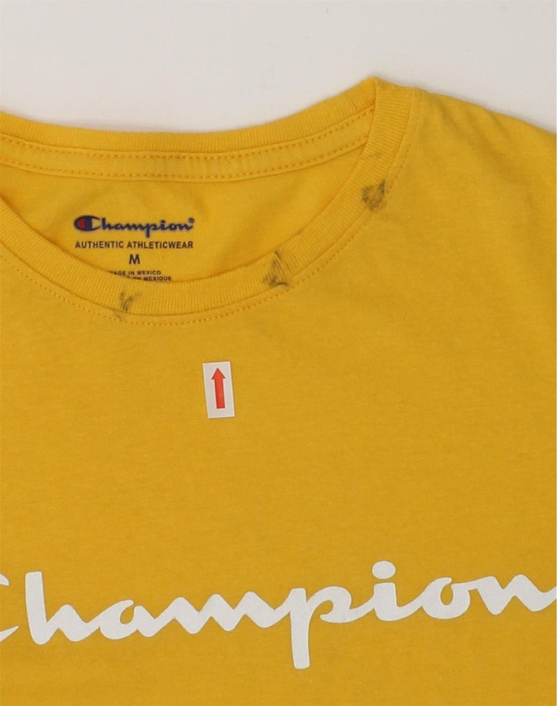 CHAMPION Boys Graphic T-Shirt Top 13-14 Years Medium  Yellow Cotton | Vintage Champion | Thrift | Second-Hand Champion | Used Clothing | Messina Hembry 