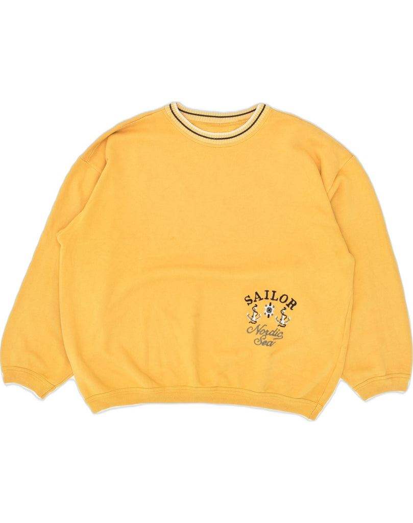 VINTAGE Womens Graphic Sweatshirt Jumper UK 20 2XL  Yellow Cotton | Vintage Vintage | Thrift | Second-Hand Vintage | Used Clothing | Messina Hembry 