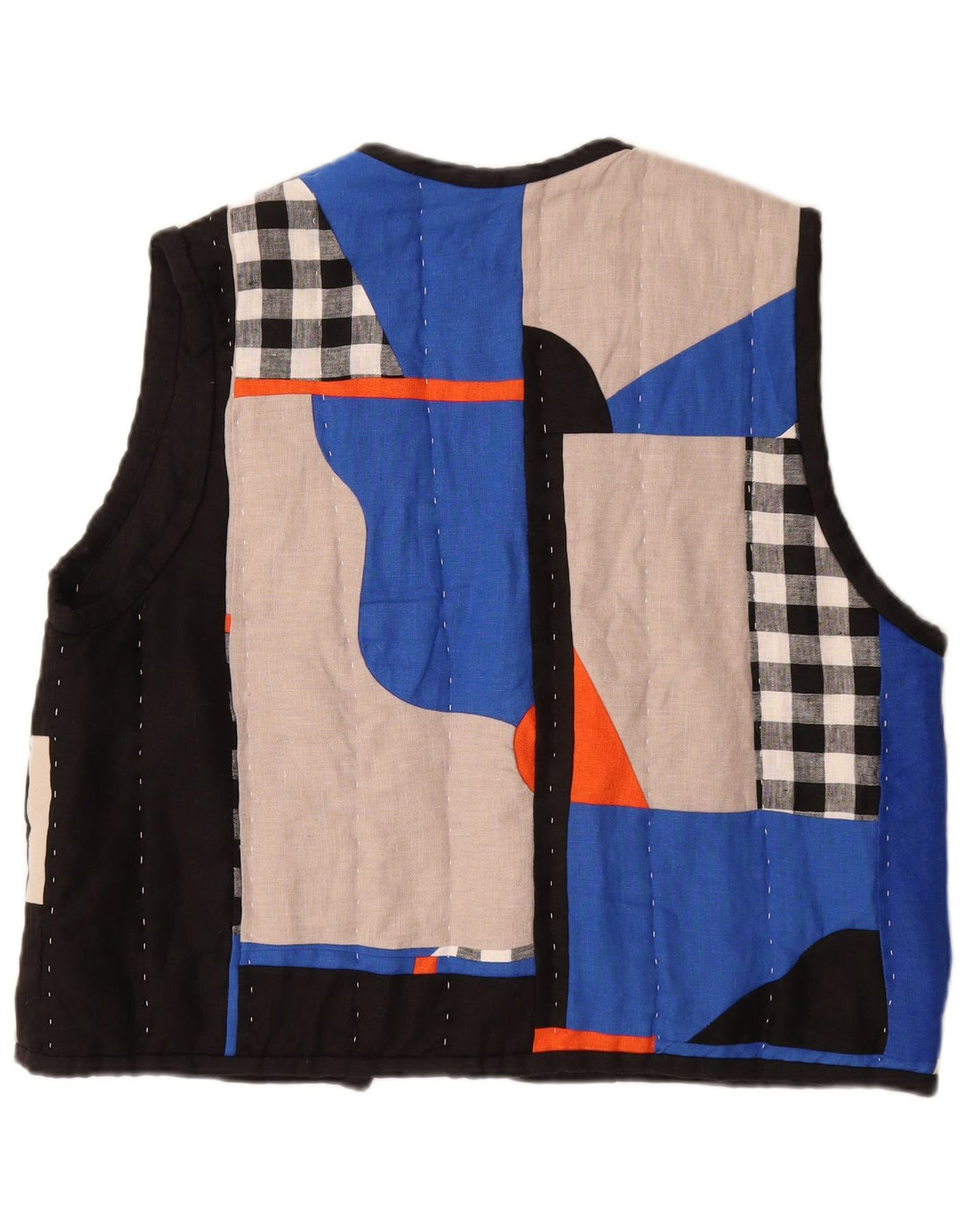 Mossom Womens Handmade Open Quilted Gilet UK 18 XL Multicoloured Patchwork