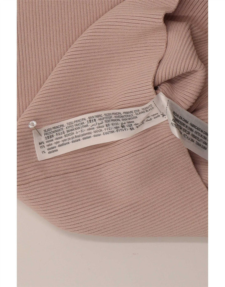 Zara Womens Crop One Shoulder Top UK 8 Small Pink Viscose