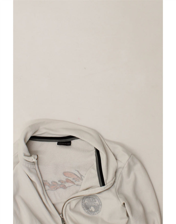 NAPAPIJRI Womens Graphic Tracksuit Top Jacket UK 12 Medium Off White Vintage Napapijri and Second-Hand Napapijri from Messina Hembry 