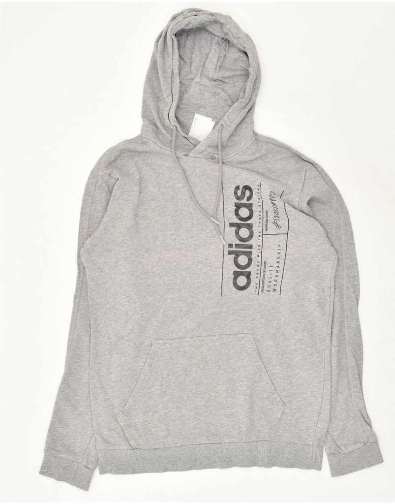 ADIDAS Mens Graphic Hoodie Jumper Medium Grey Cotton | Vintage Adidas | Thrift | Second-Hand Adidas | Used Clothing | Messina Hembry 