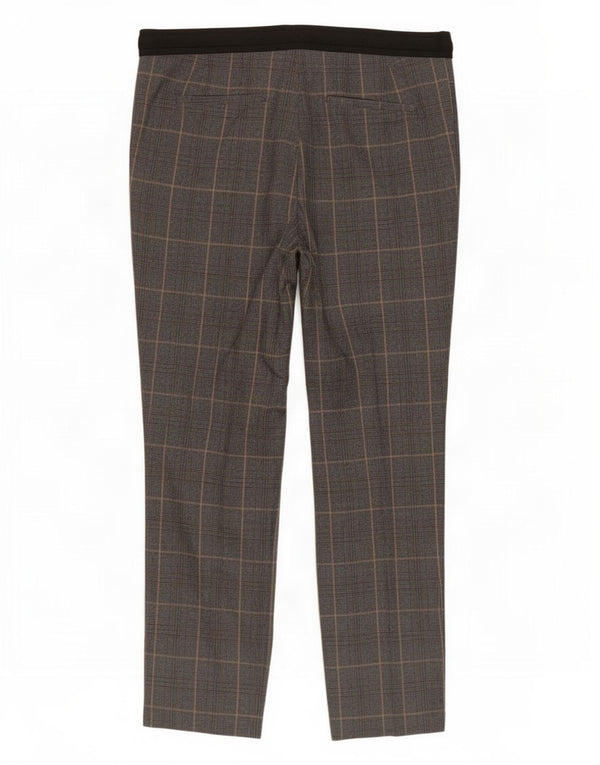 Zara Womens Slim Chino Trousers Large W30 L28 Grey Plaid Polyester