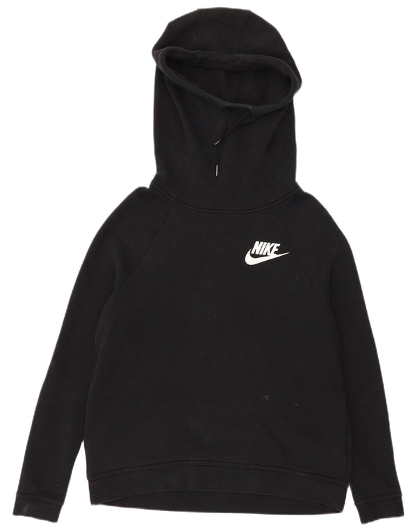 Nike Womens Oversized Hoodie Jumper UK 10 Small Black Cotton