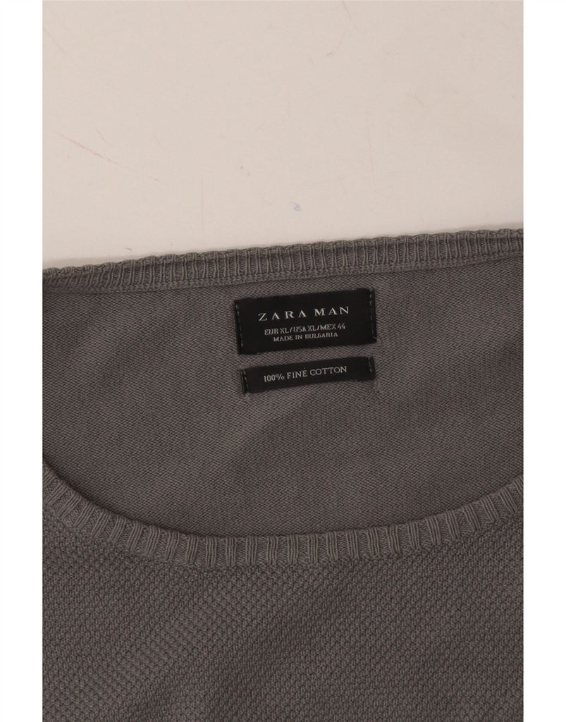 ZARA Mens Crew Neck Jumper Sweater XL Grey Vintage Zara and Second-Hand Zara from Messina Hembry 
