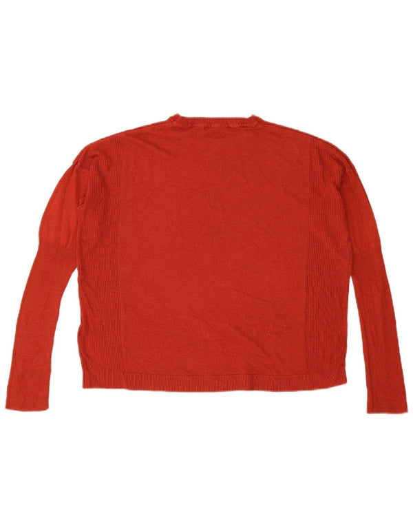 Marks & Spencer Womens Crop Crew Neck Jumper Sweater UK 12 Medium Red