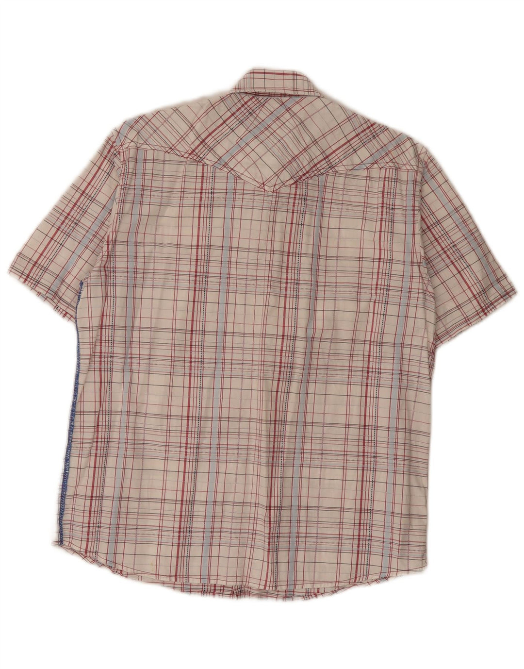 Wrangler Mens Short Sleeve Regular Fit Shirt Medium White Plaid Cotton