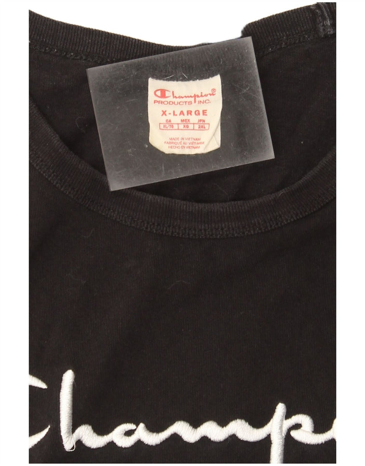 Champion Mens Graphic T-Shirt Top XL Black