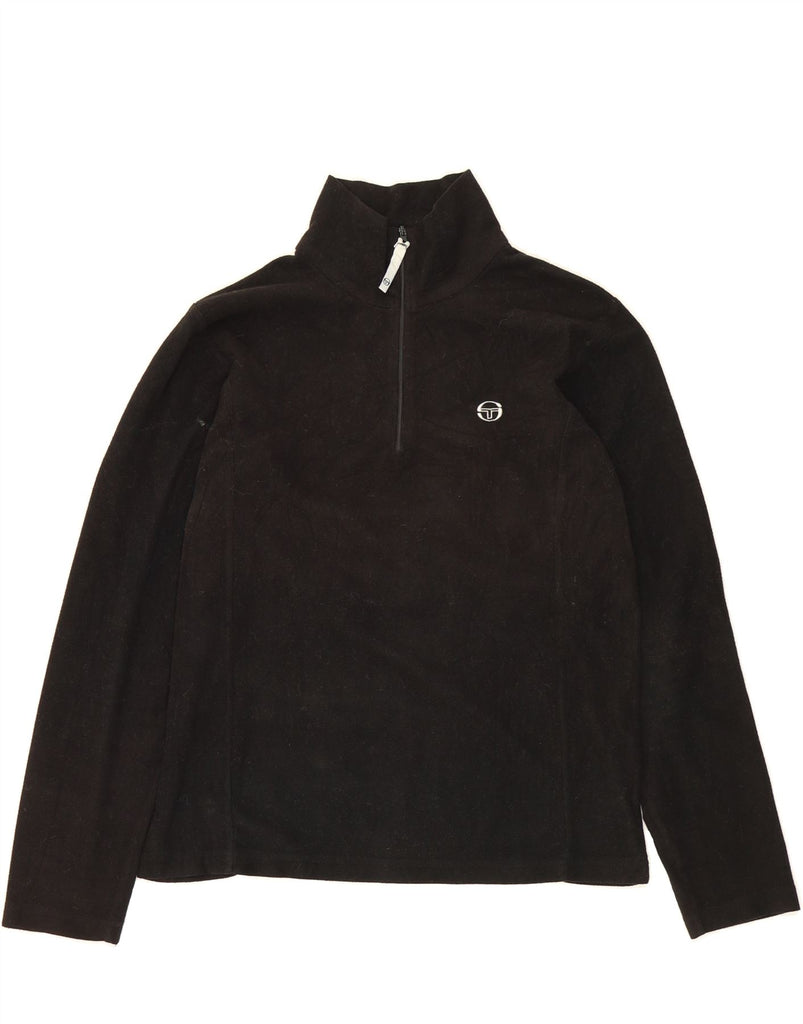 SERGIO TACCHINI Womens Zip Neck Fleece Jumper UK 18 XL Black Polyester Vintage Sergio Tacchini and Second-Hand Sergio Tacchini from Messina Hembry 