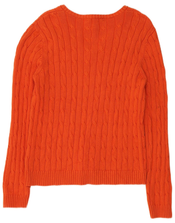 Chaps Womens V-Neck Jumper Sweater UK 18 XL Orange Cotton