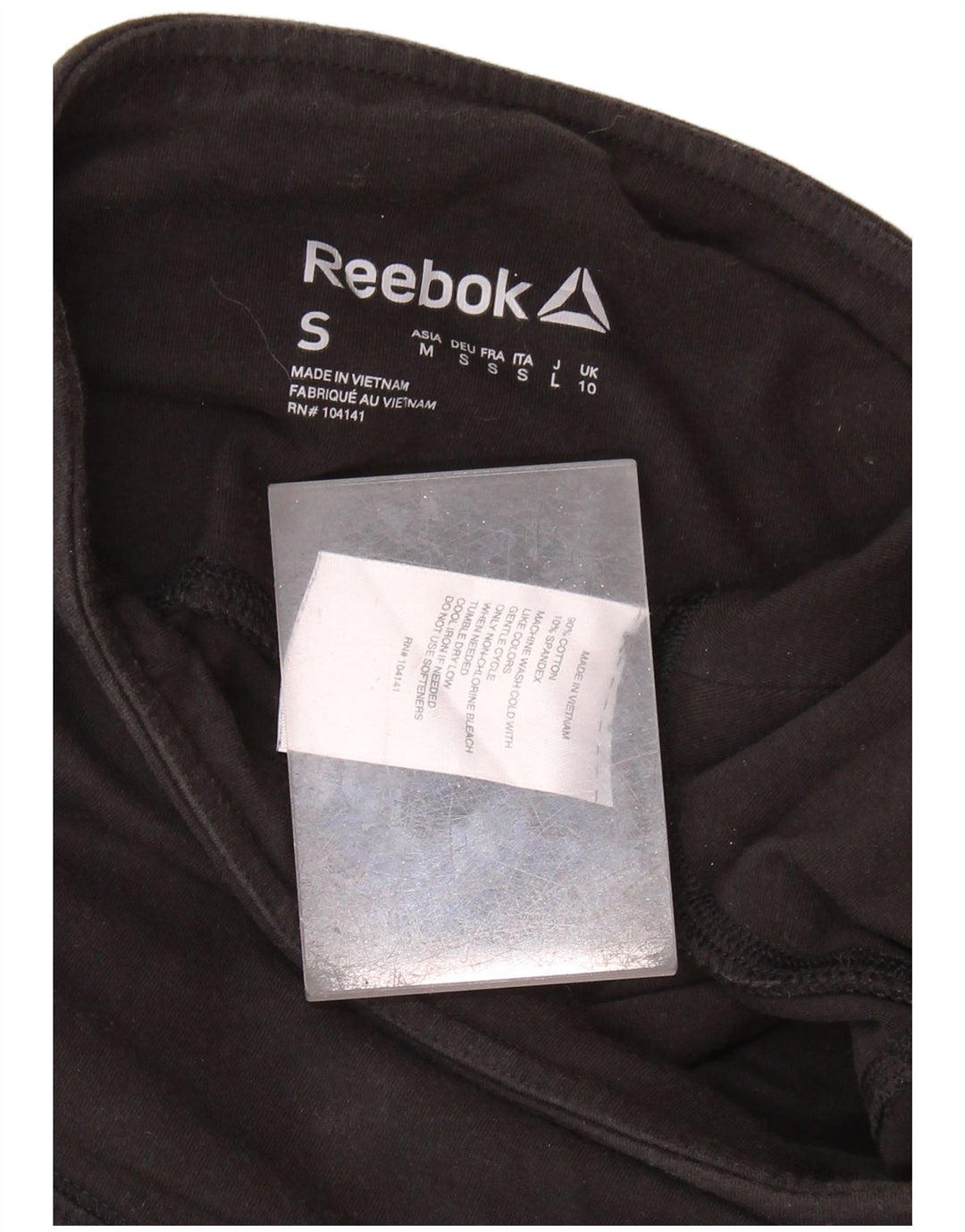 REEBOK Womens Leggings UK 10 Small Black Colourblock Cotton
