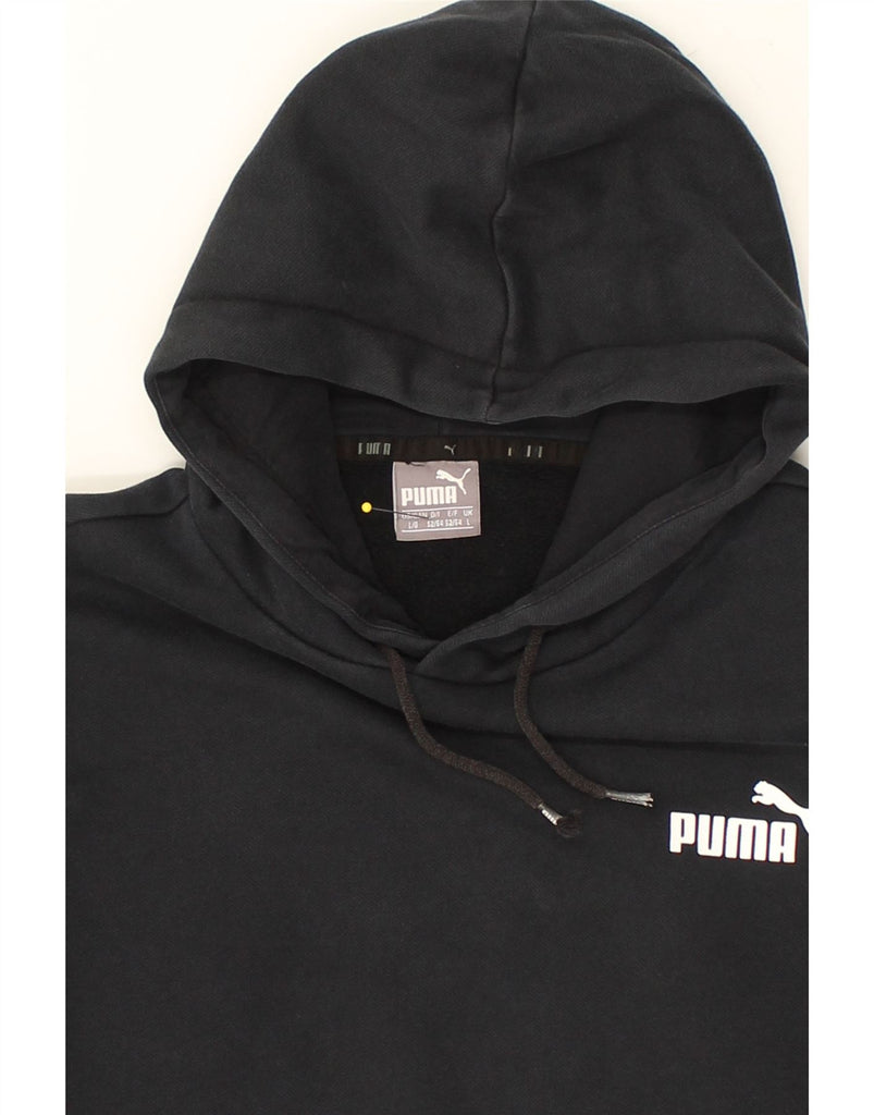 PUMA Mens Hoodie Jumper Large Black Cotton | Vintage Puma | Thrift | Second-Hand Puma | Used Clothing | Messina Hembry 