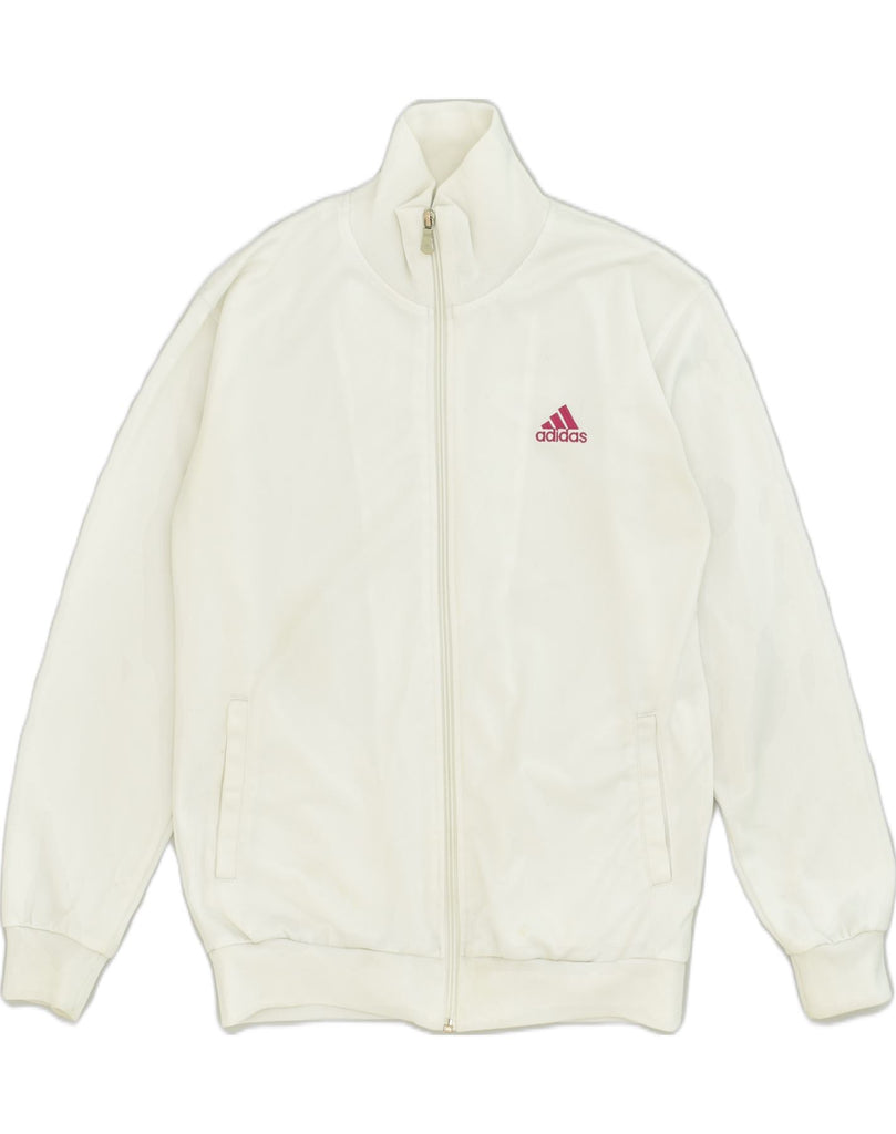 ADIDAS Womens Tracksuit Top Jacket UK 12 Medium White Polyester | Vintage Adidas | Thrift | Second-Hand Adidas | Used Clothing | Messina Hembry 