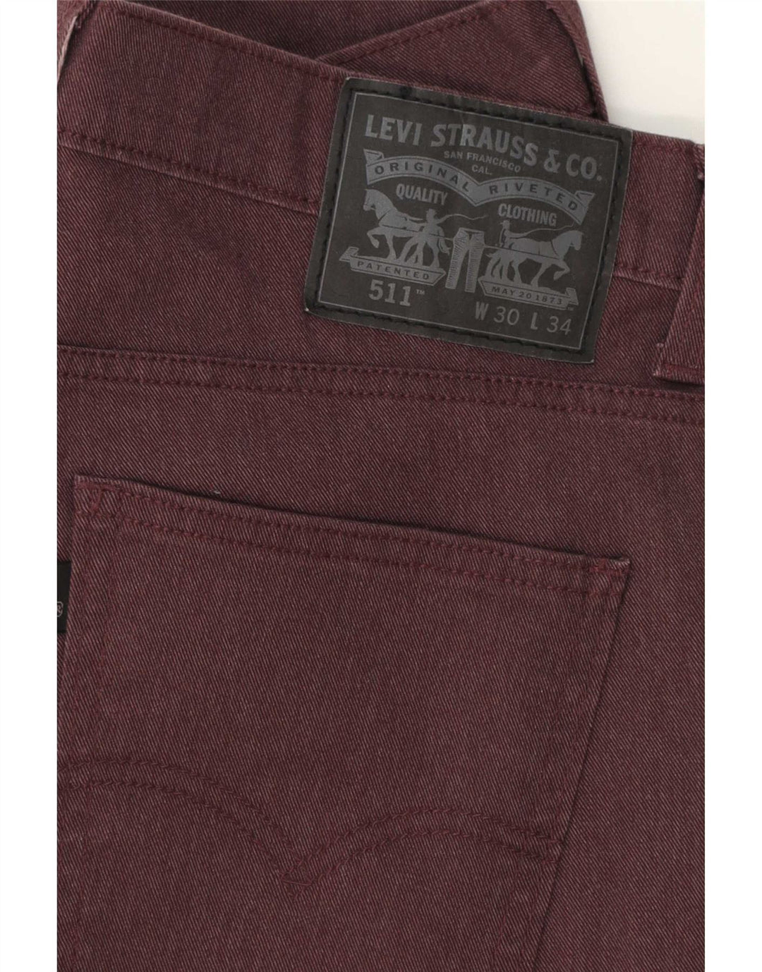 Levi's Mens 511 Slim Jeans W30 L30 Burgundy Cotton