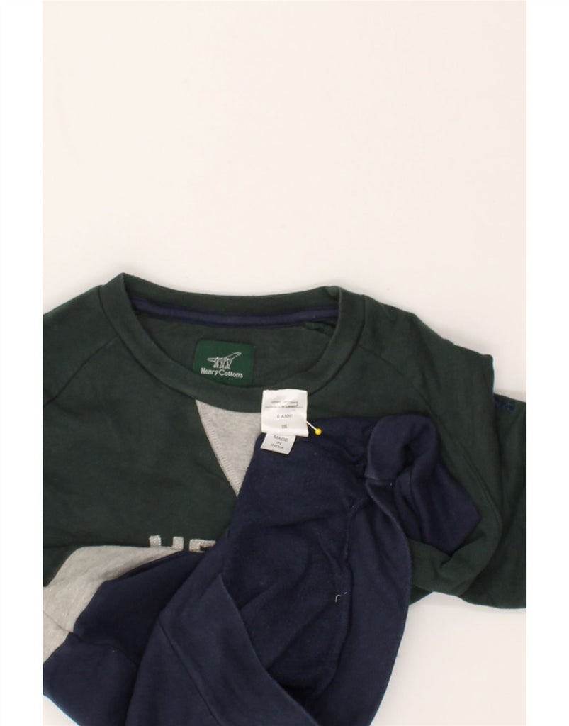 HENRY COTTONS Boys Graphic Sweatshirt Jumper 5-6 Years Green Colourblock | Vintage Henry Cottons | Thrift | Second-Hand Henry Cottons | Used Clothing | Messina Hembry 