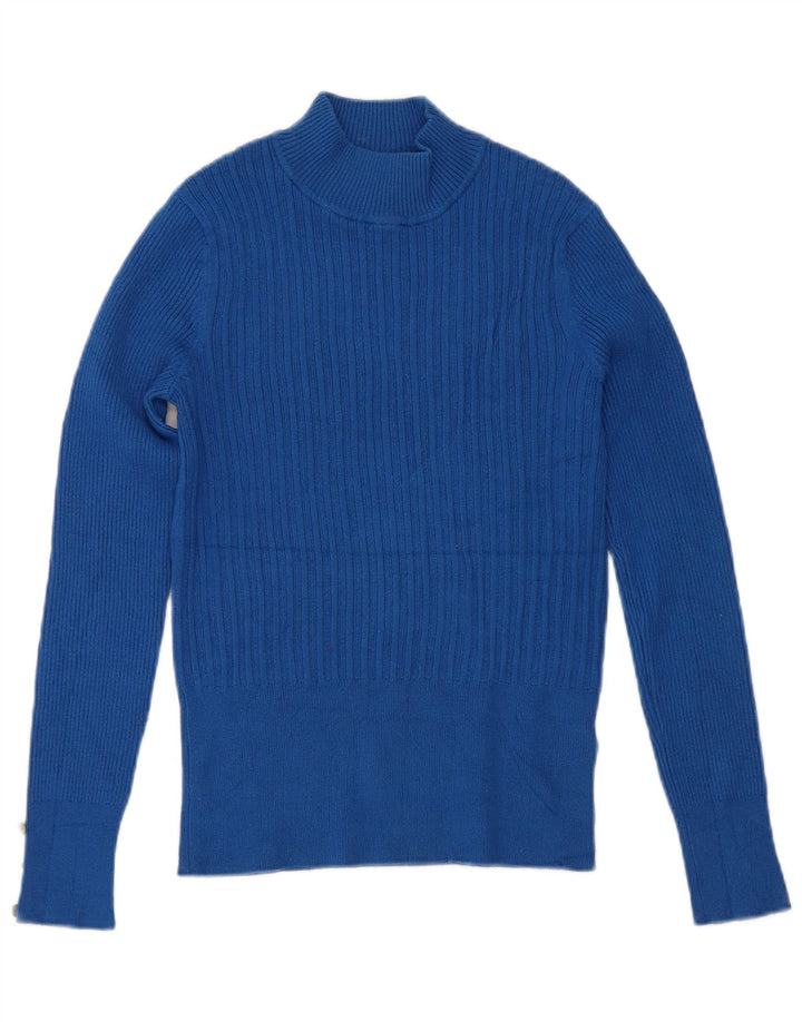 Marks & Spencer Womens Turtle Neck Jumper Sweater UK 10 Small  Blue Viscose
