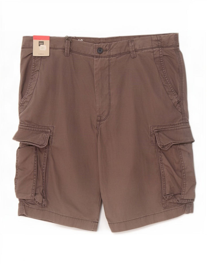 Marks & Spencer Mens Cargo Shorts W36 Large Grey Cotton