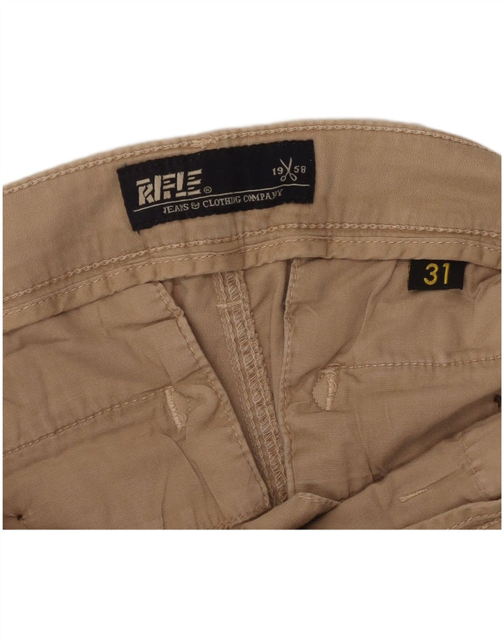 RIFLE Mens Slim Cargo Trousers W31 L30 Beige