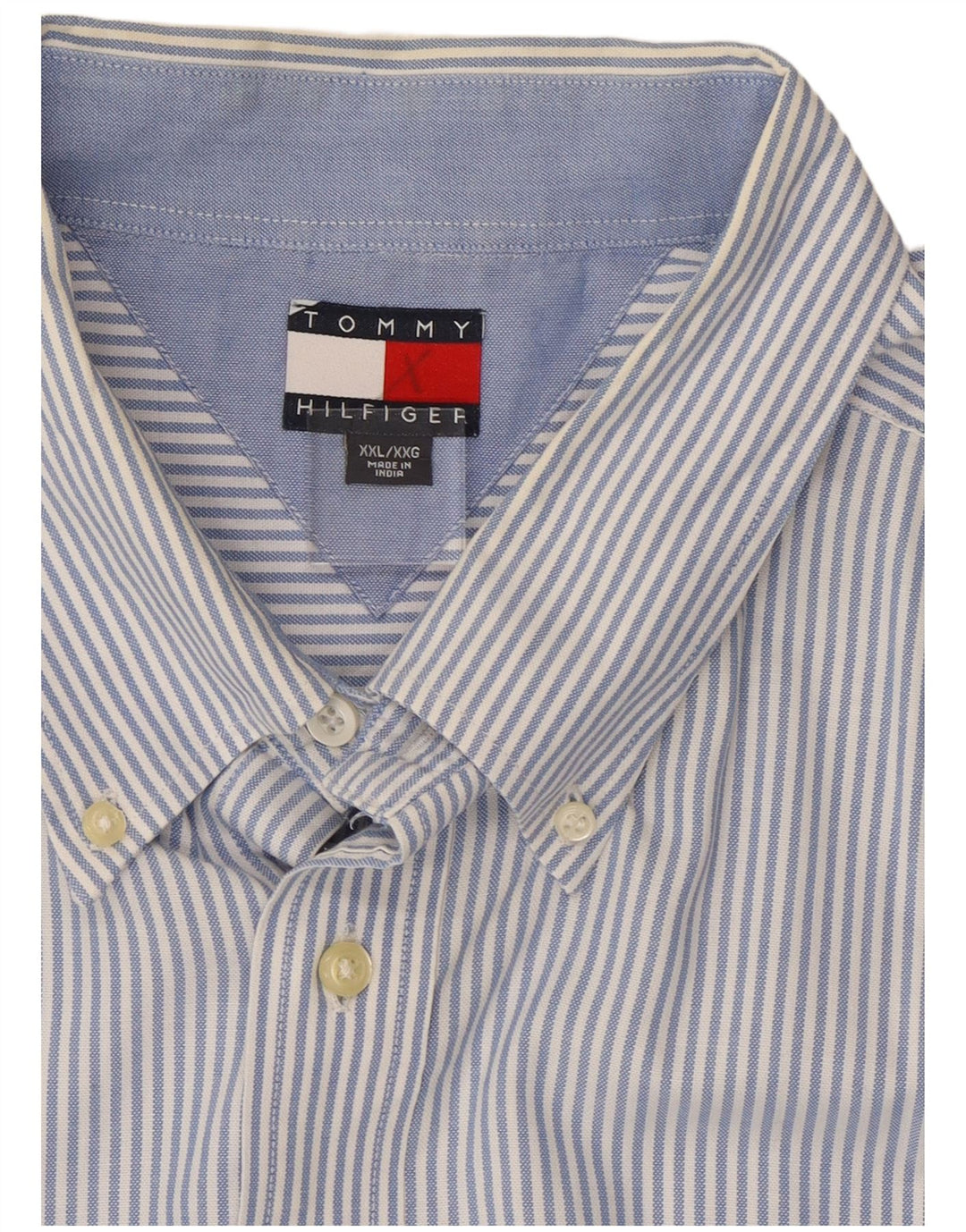 Tommy Hilfiger Mens Shirt 2XL Blue Pinstripe Cotton