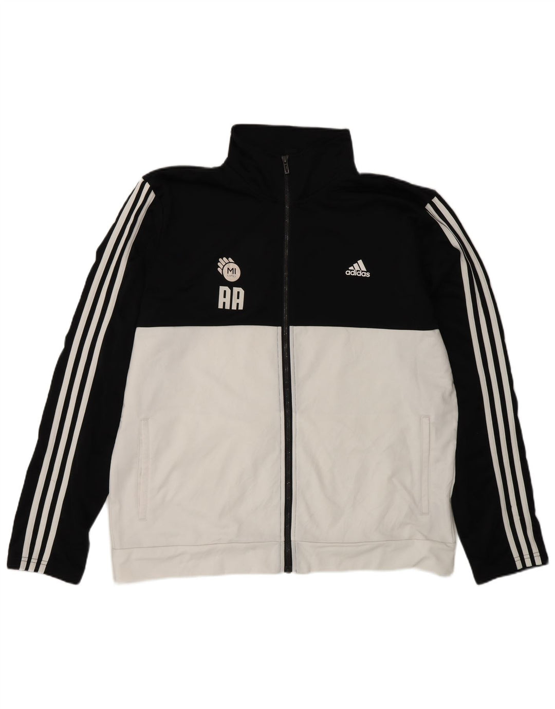 Adidas Mens Tracksuit Top Jacket UK 48/50 XL Black Colourblock Polyester