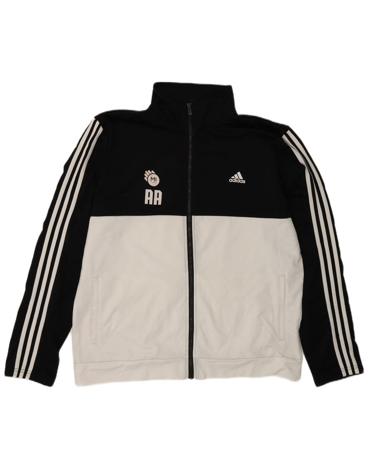 Adidas Mens Tracksuit Top Jacket UK 48/50 XL Black Colourblock Polyester