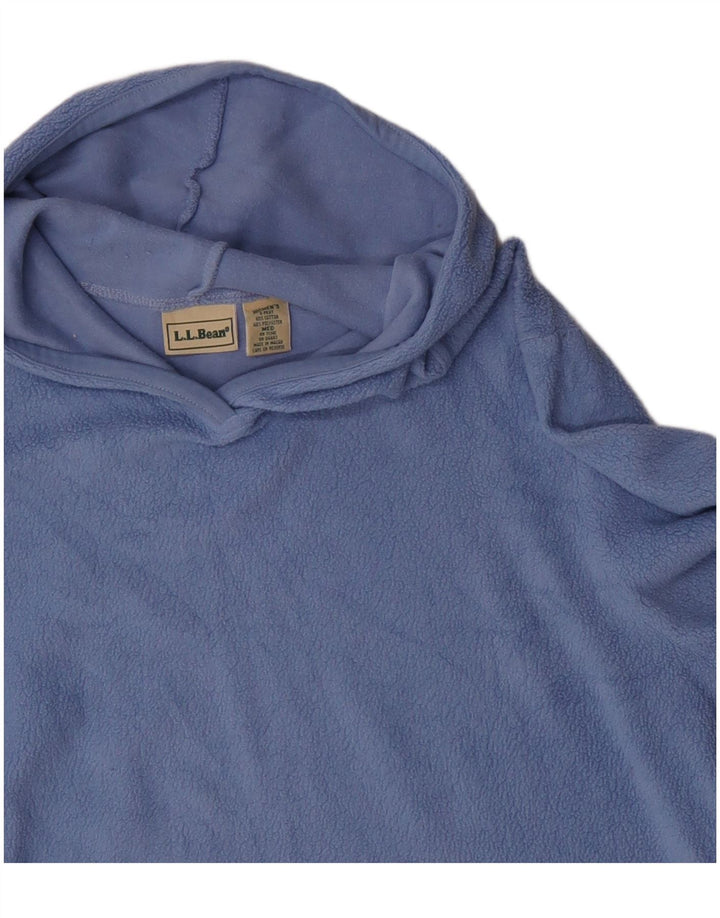 L.L.Bean Womens Hooded Oversized Fleece Jumper UK 14 Medium Blue Cotton