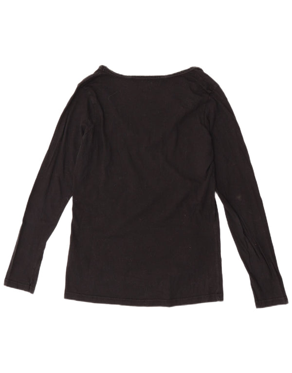 Desigual Womens Graphic Top Long Sleeve UK 14 Large Black Cotton Heart
