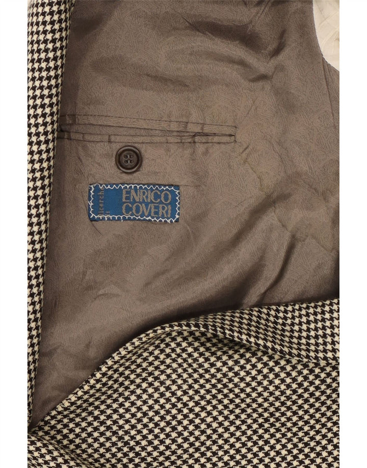 ENRICO COVERI Mens 2 Button Blazer Jacket UK 42 XL Grey Houndstooth Vintage Enrico Coveri and Second-Hand Enrico Coveri from Messina Hembry 