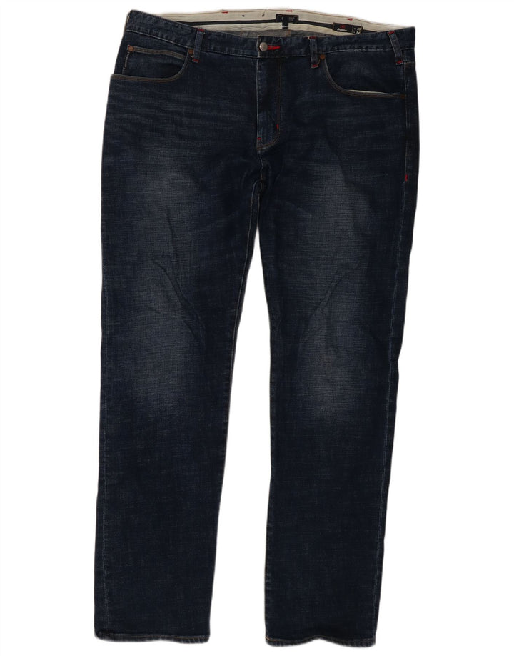 Armani Mens Regular Straight Jeans W40 L34 Navy Blue Cotton