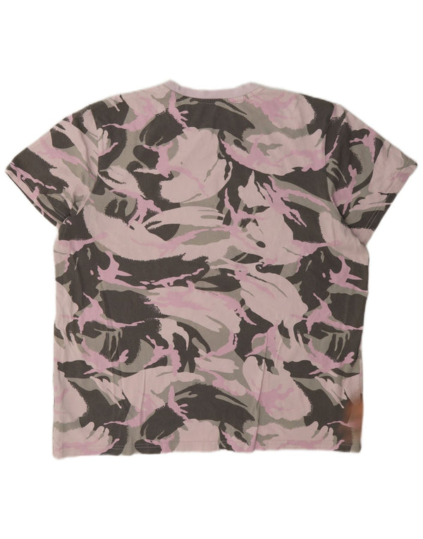 Adidas Womens T-Shirt Top UK 20/22 XL Multicoloured Camouflage Cotton