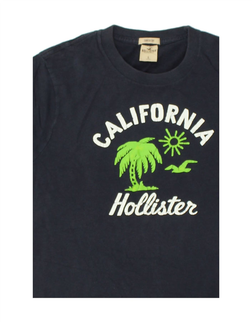 HOLLISTER Mens Graphic T-Shirt Top Large Navy Blue Cotton | Vintage Hollister | Thrift | Second-Hand Hollister | Used Clothing | Messina Hembry 