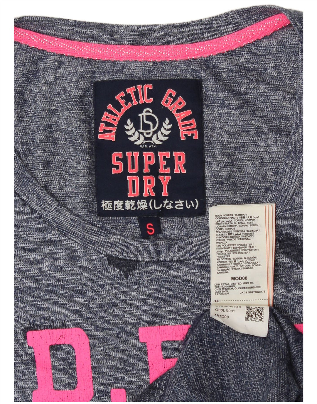 Superdry Womens Graphic Top Long Sleeve UK 10 Small Navy Blue Spotted Love